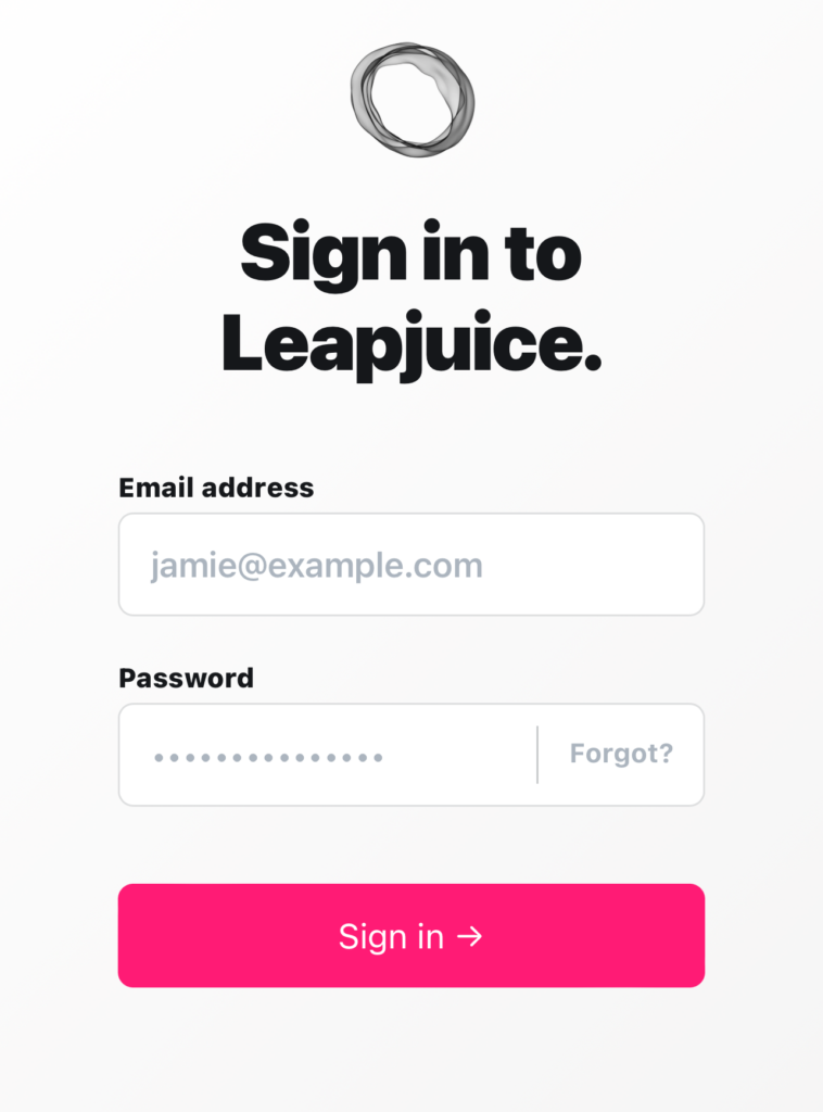 Sign into your Leapjuice online publication.