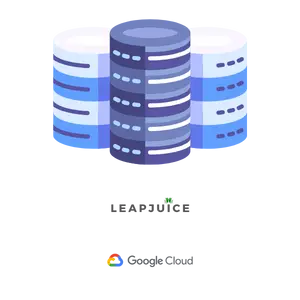 Database stack icons representing Leapjuice high-availability databases and performance benefits to the customer.