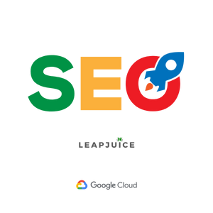 Colored letters spelling out SEO. Represents search engine optimization boost gained from Leapjuice Managed Hosting built on Google Cloud.