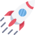 Rocket ship demonstrating the technology speed boost with Leapjuice Managed Hosting Plans.